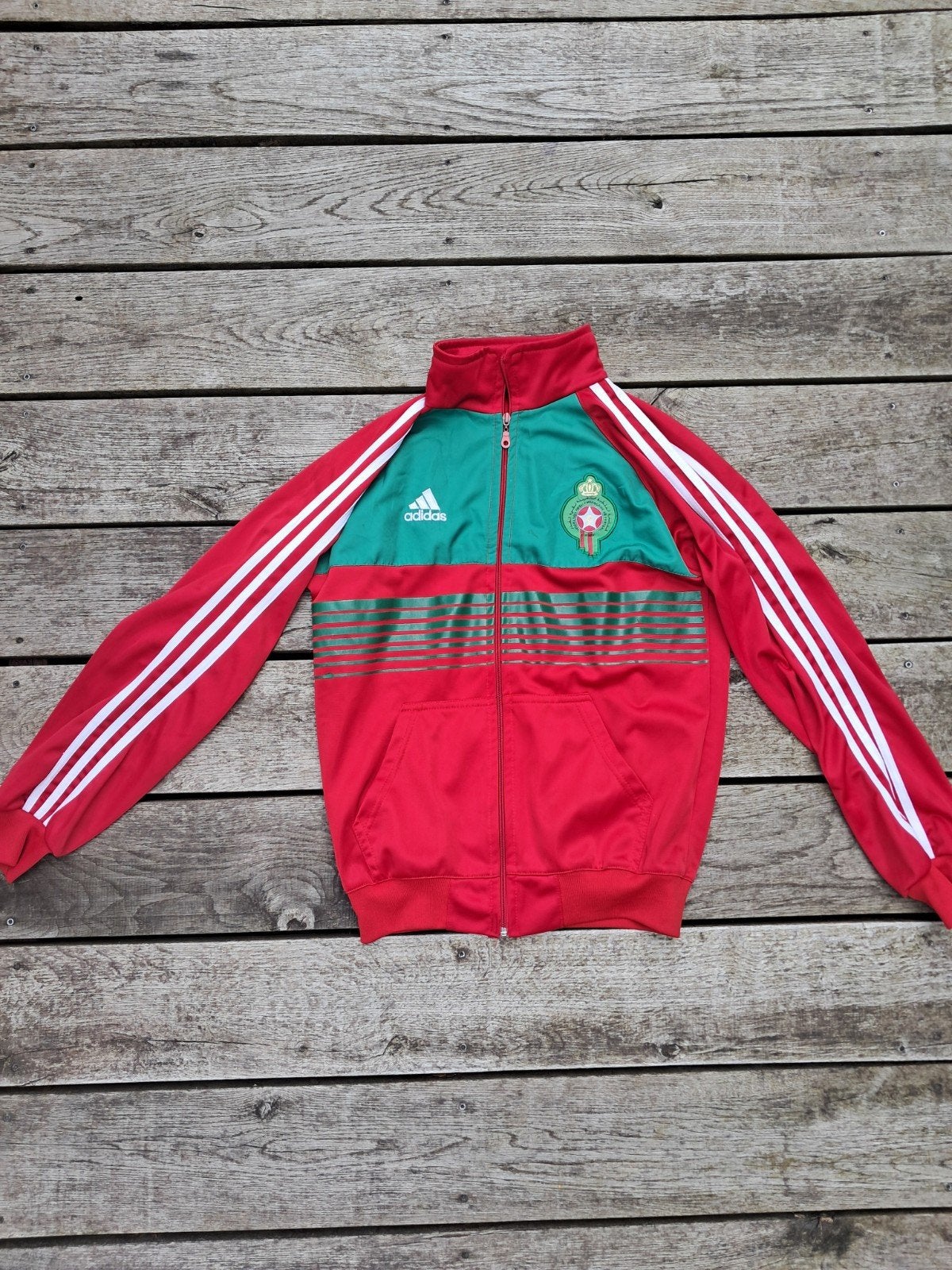 Adidas Marokko Trainingsjack vest trui Rood/Groen, Maat 48/50 (M), Ophalen of Verzenden, Adidas, Voetbal
