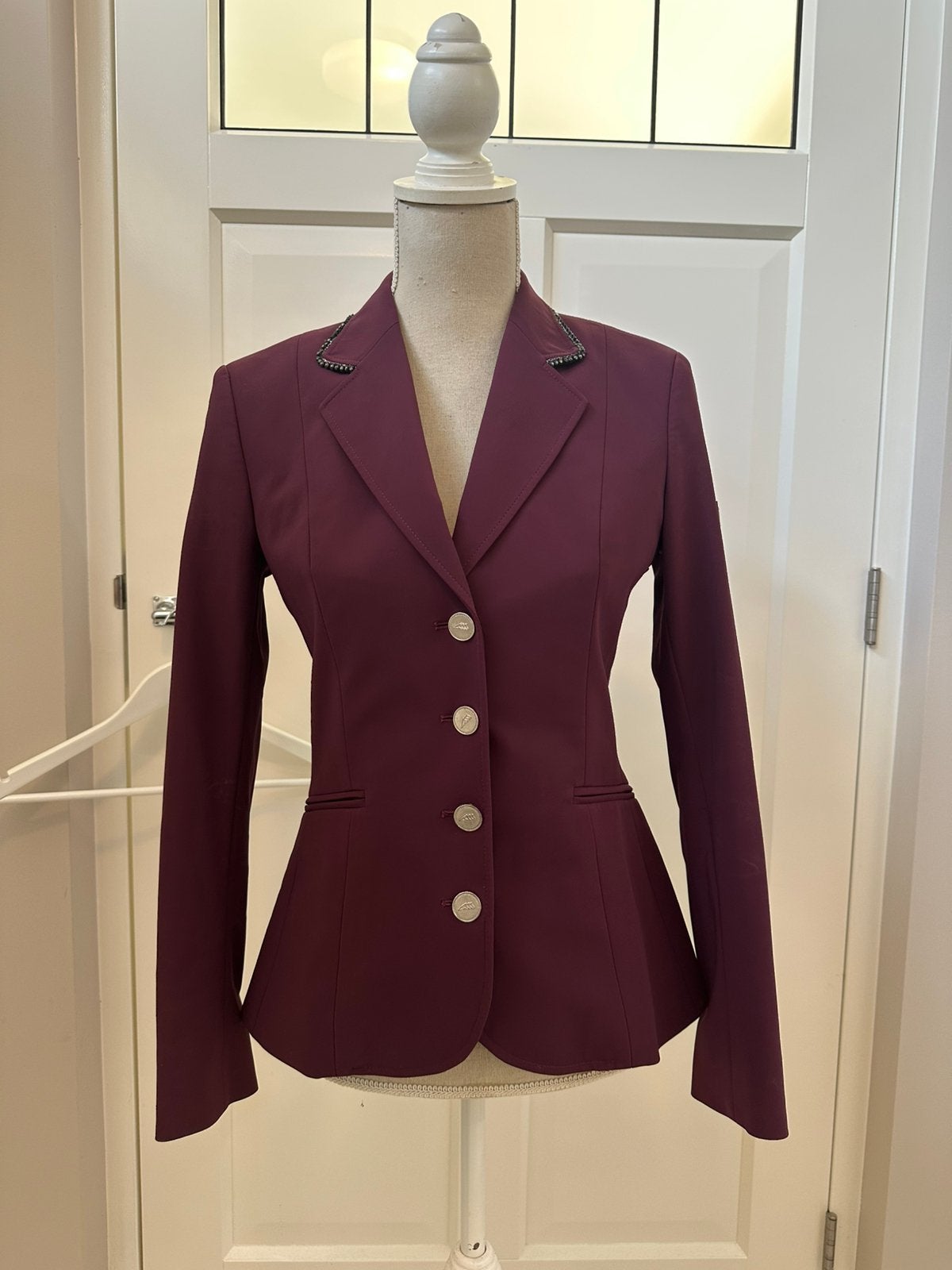 Equiline wedstrijdjasje Gwentyg Plum maat IT40 EUR S/XS, Ophalen of Verzenden, Zo goed als nieuw, Dressuur, Bovenkleding