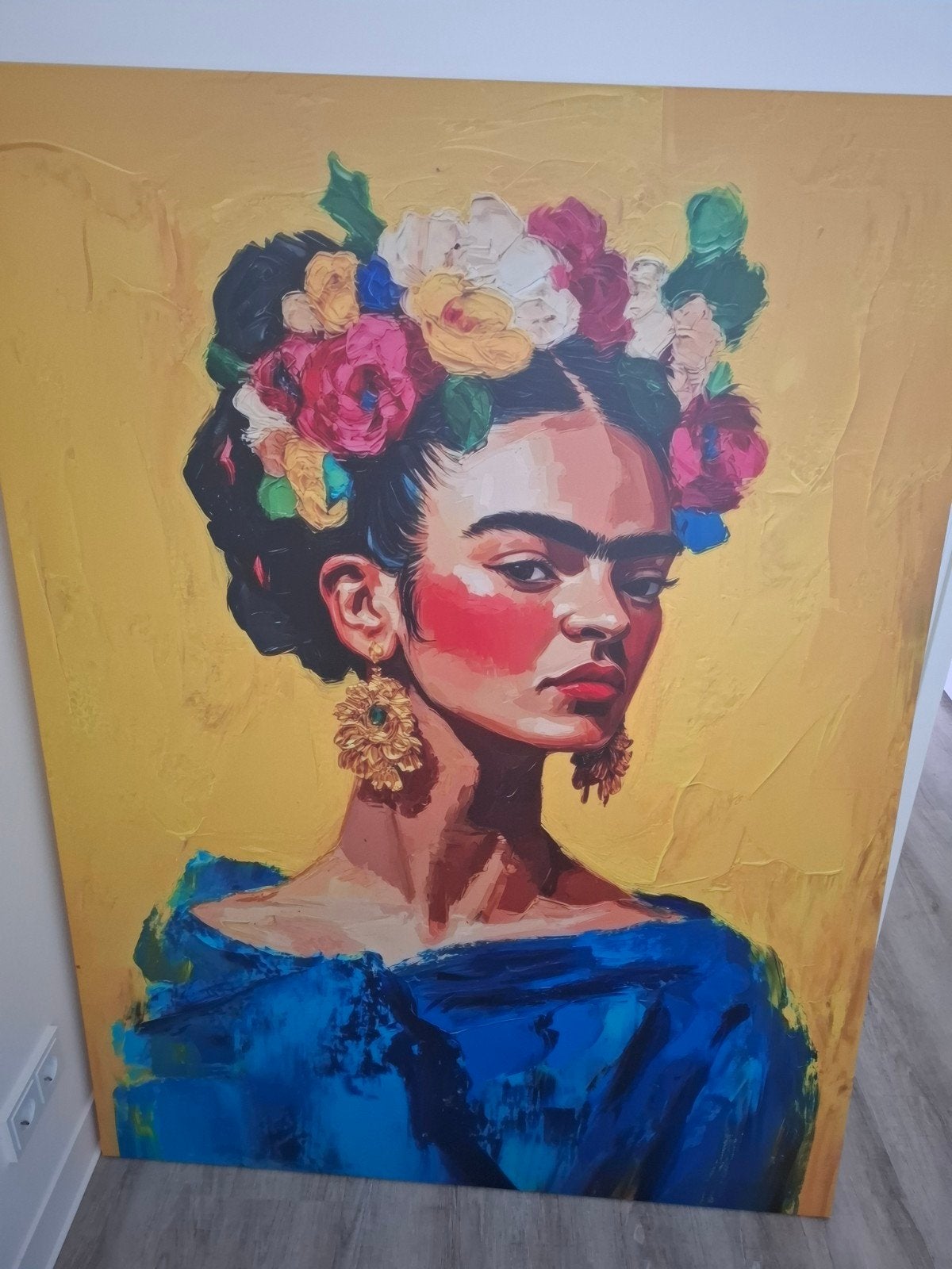 Zeer groot Linnen doek Frida Kahlo 160x120, Ophalen
