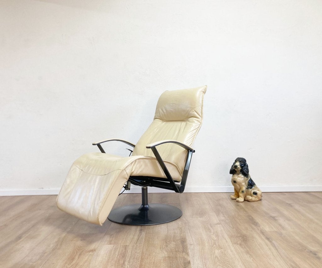 Lederen vintage draaifauteuil. Retro design stoel, Ophalen, Minder dan 50 cm, O, O