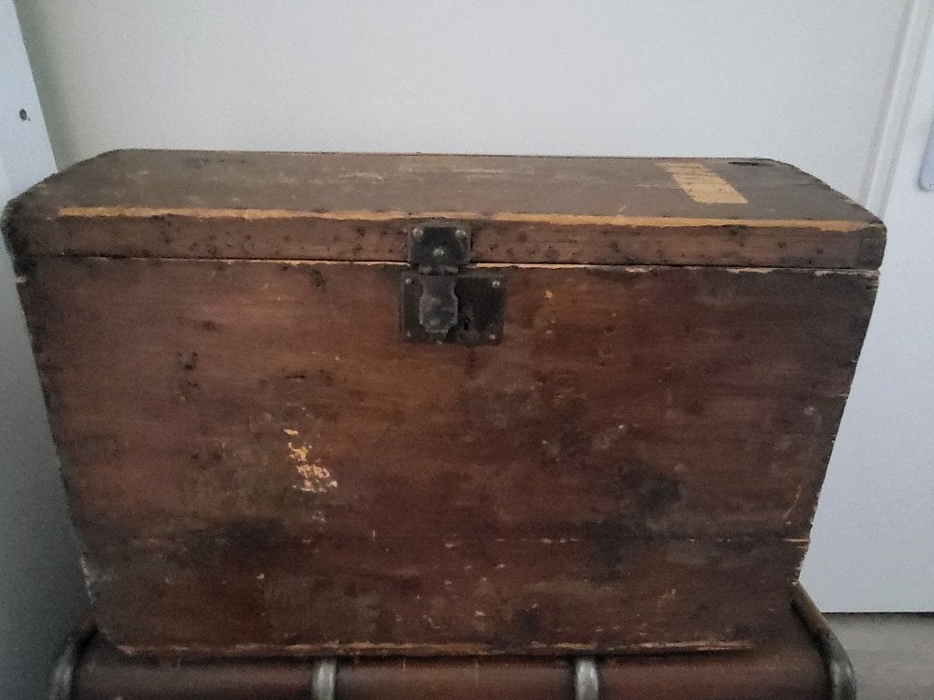 Antieke houten hutkoffer/dekenkist, Ophalen, 50 – 75, Gebruikt, 50 tot 100 cm