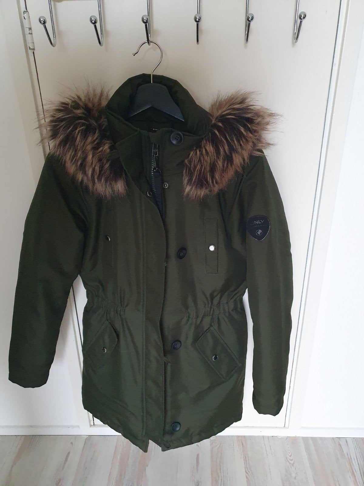 Donkergroene warme winterjas Only - Maat XS, Only, Ophalen of Verzenden, Zo goed als nieuw, Maat 34 (XS) of kleiner