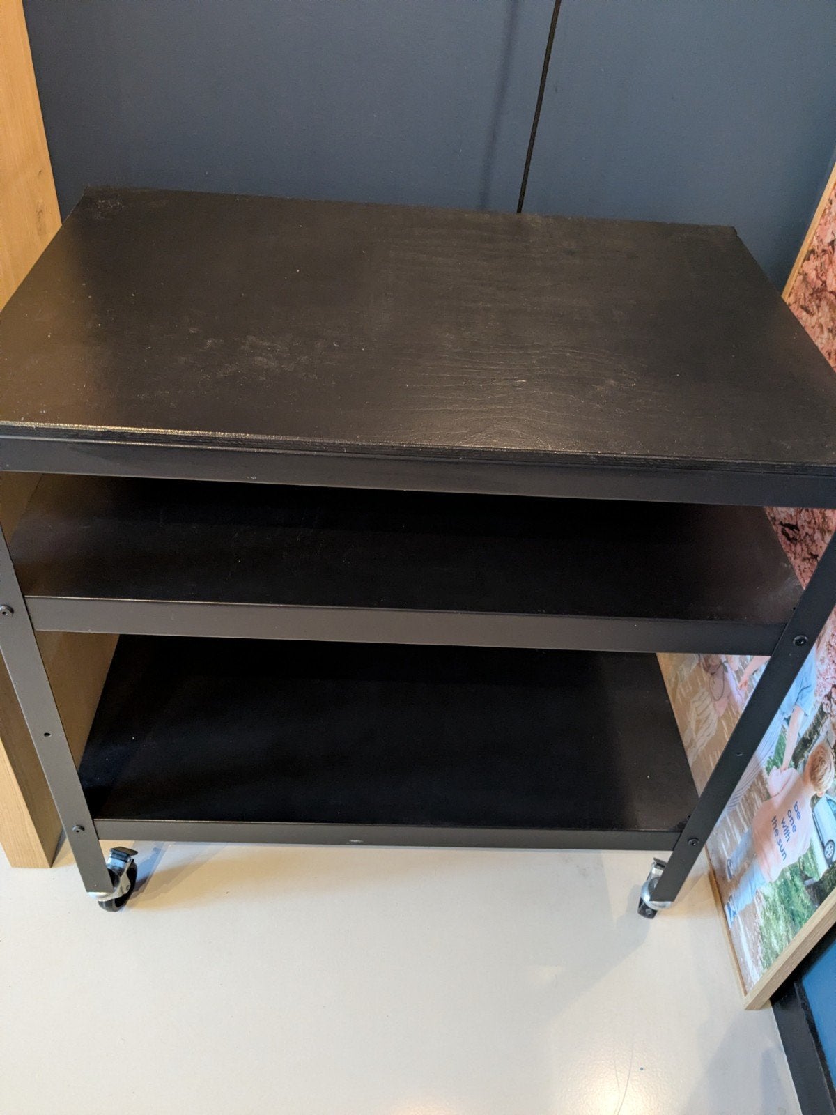 IKEA BROR Keukentrolley met zwart blad, Huis en Inrichting, Keukentrolley, Verzenden, Zo goed als nieuw, Zwart