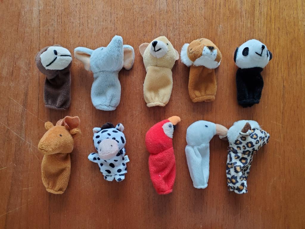 Vingerpoppetjes dieren – 10 stuks - Stof - Nette staat, Wasbaar, Overige merken, Overige karakters, Overige typen