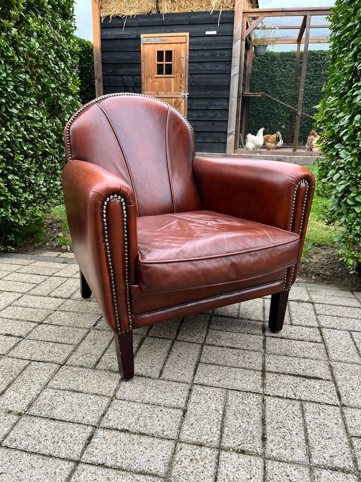 Klassieke fauteuil, Huis en Inrichting, Ophalen, Gebruikt, 50 tot 75 cm, Leer