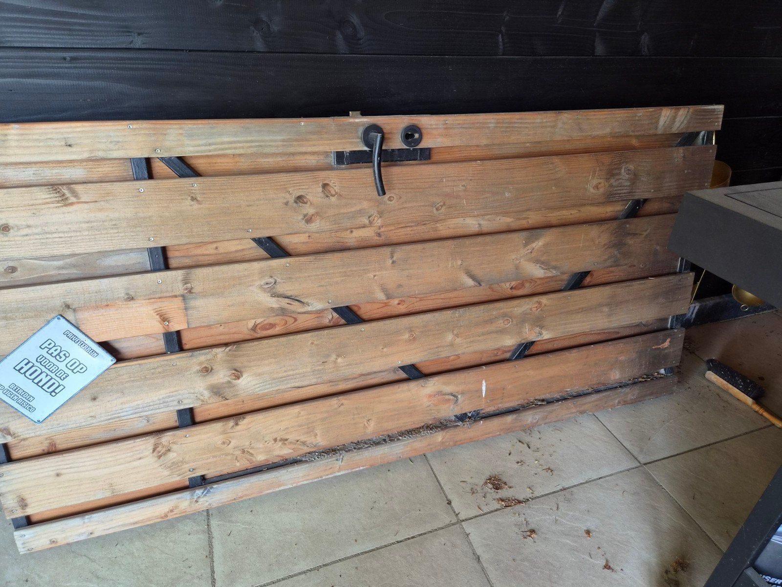 Houten poortdeur, Tuin en Terras, Tuinhekken en Hekwerk, Ophalen, Met poort, Gebruikt, Tuinhek
