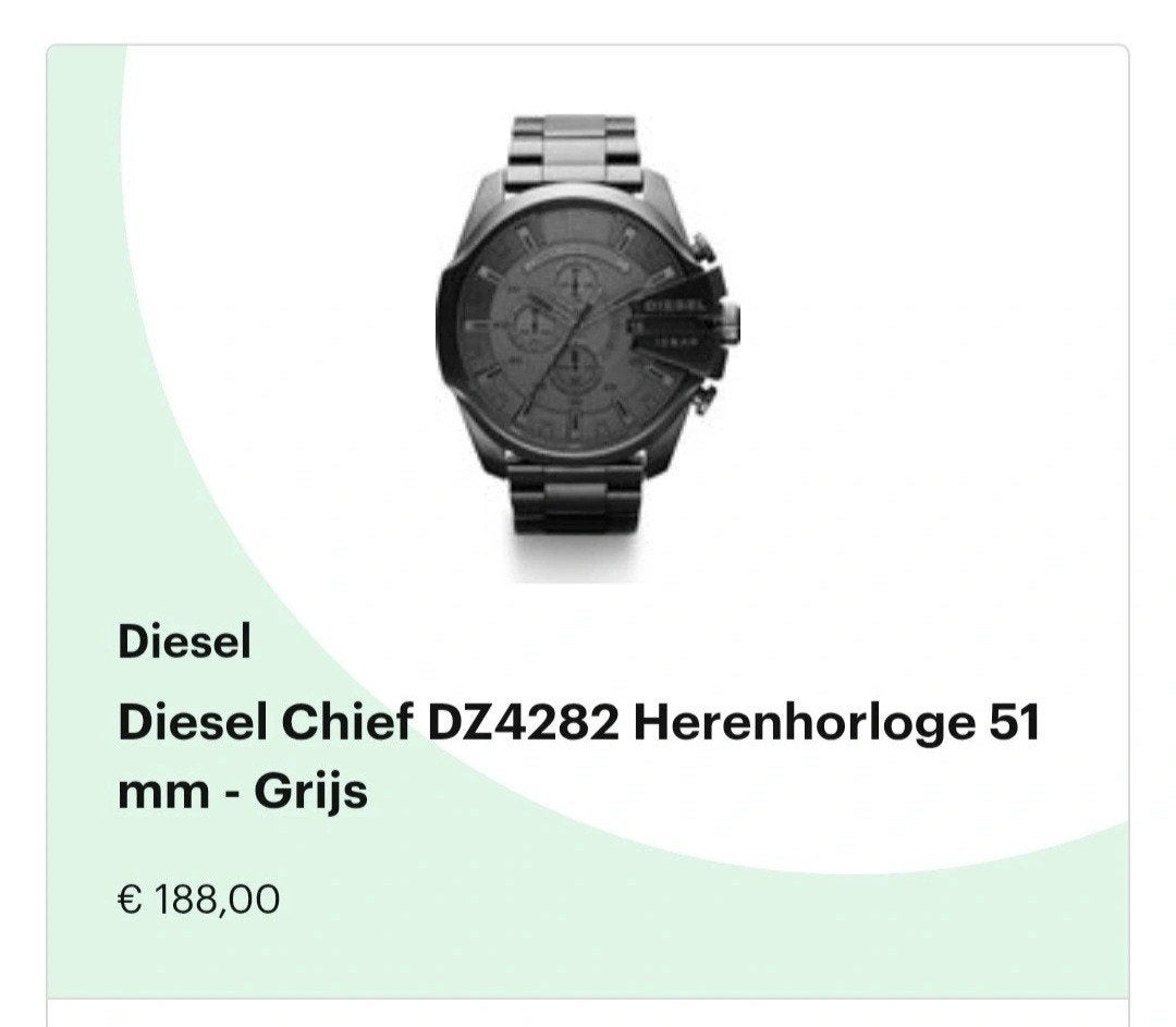 Nieuw in doos: Diesel Chief DZ4282 Herenhorloge 51mm Grijs, Sieraden, Tassen en Uiterlijk, Horloges | Heren, Overige merken, Staal