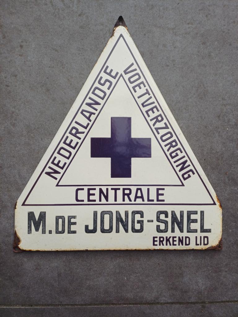 Emaille bord NVC M. de Jonge-Snel., Ophalen of Verzenden