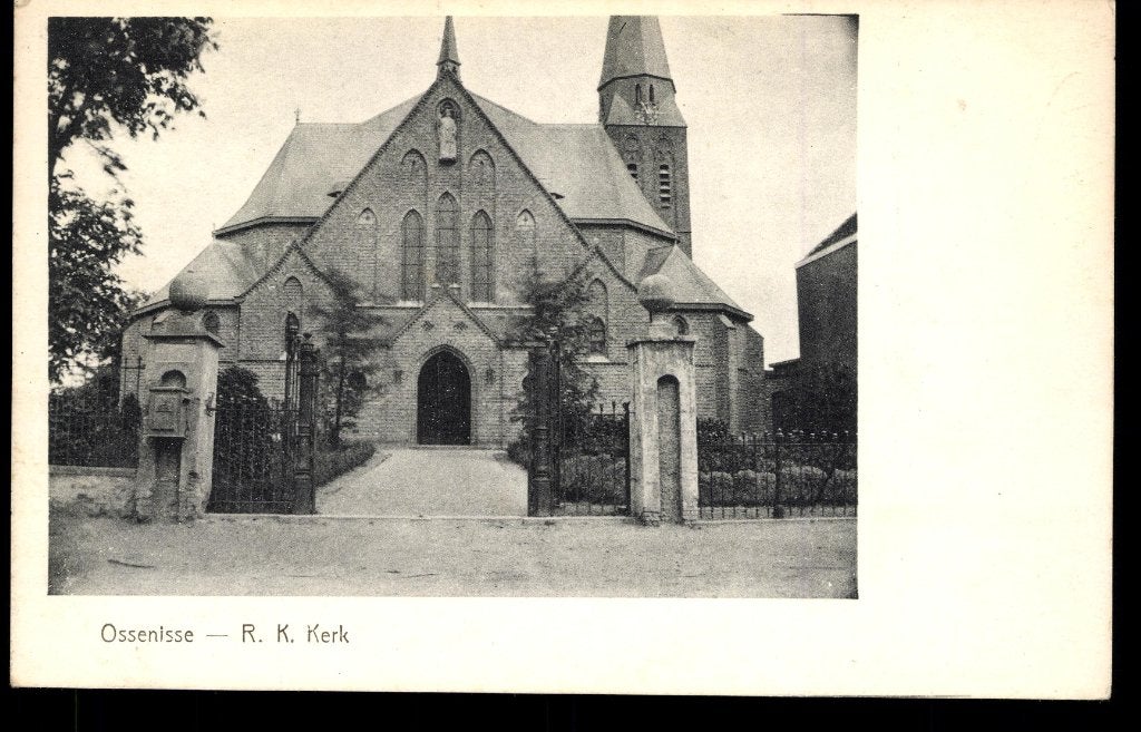 Ossenisse (Zld.), R.K. Kerk, gelopen 1930, Verzamelen, Verzenden, 1920 tot 1940, Gelopen, Zeeland