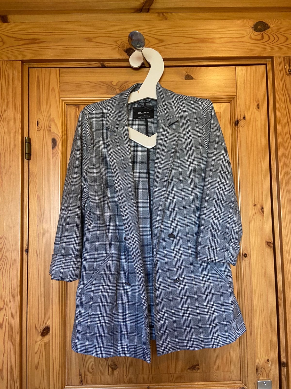 Jas geruit grijs pull & bear M, Maat 38/40 (M), Ophalen of Verzenden, Zo goed als nieuw, Jasje