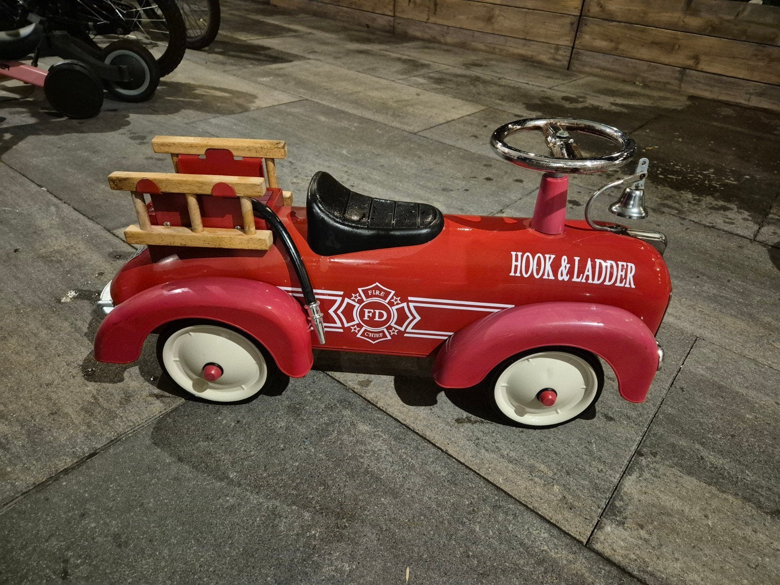 Vintage Rode Brandweer Loopauto - Hook & Ladder, Ophalen of Verzenden, Gebruikt, Loopvoertuig