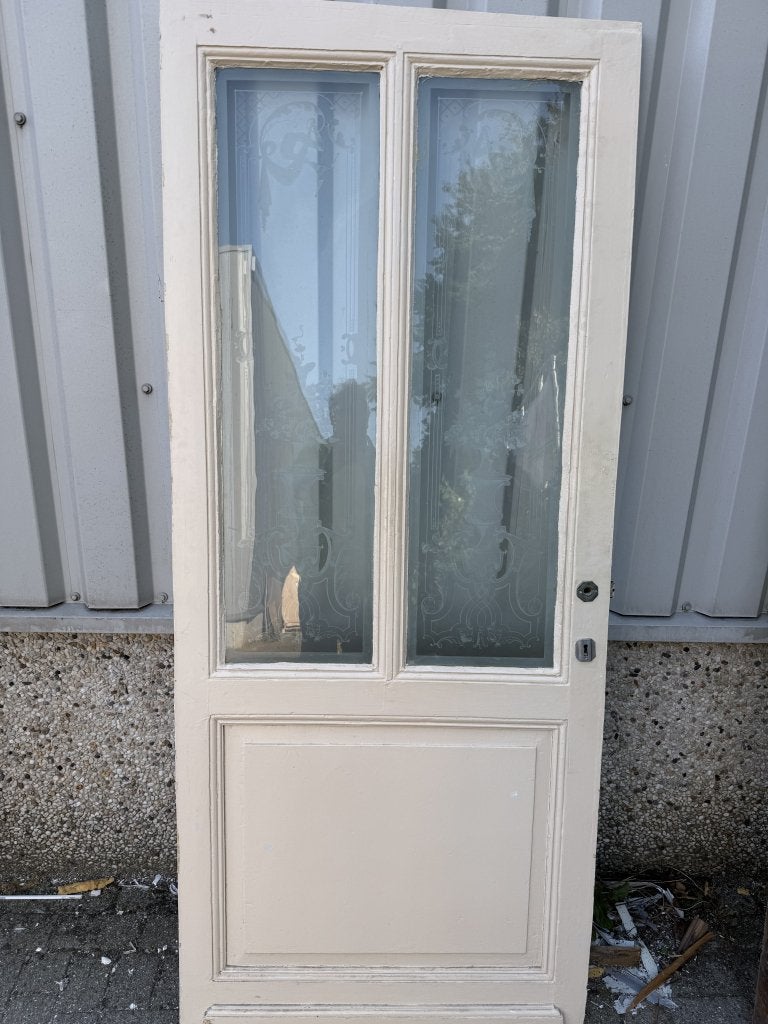 Prachtige antieke deur met geetst glas, La belle porte, Jurgen.hoogenboezem@gmail.com, 80 tot 100 cm, Binnendeur