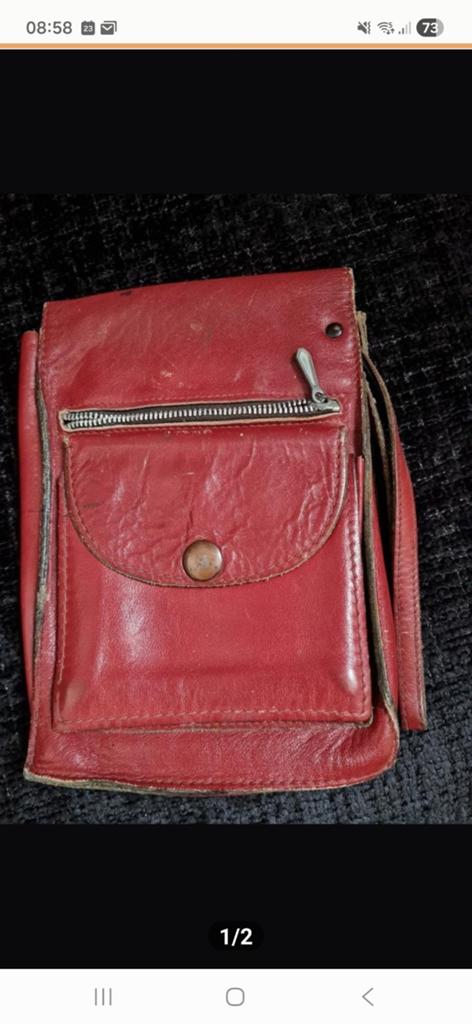 Vintage rood leren polstasje, Ophalen of Verzenden, Zo goed als nieuw