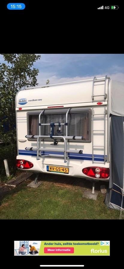 Hobby Excellent Easy caravan met voortent en fietsenrek, Vast bed, Rondzit, Hobby, Particulier