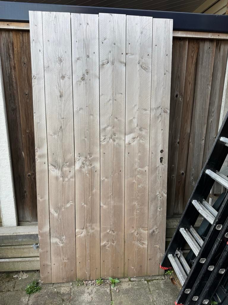 Stevige schuttingdeur/poort met binnenwerk, Tuin en Terras, Ophalen, Nieuw, Hout, Minder dan 3 meter