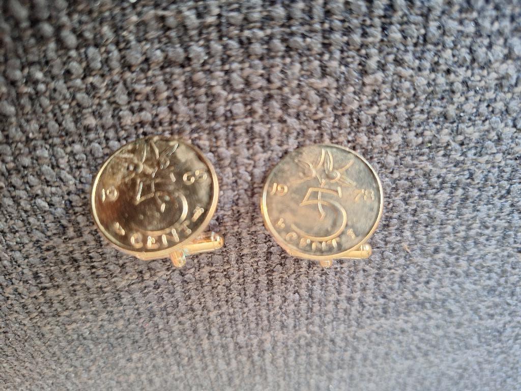 Manchetknoppen 1965 & 1978 5 cents, Ophalen of Verzenden, Zo goed als nieuw, Overige materialen