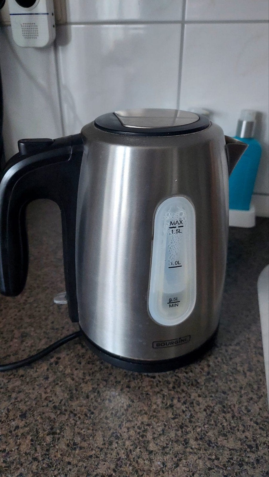 Bourgini waterkoker RVS 1.5L, 1 tot 2 liter, Ophalen, Gebruikt, Rvs