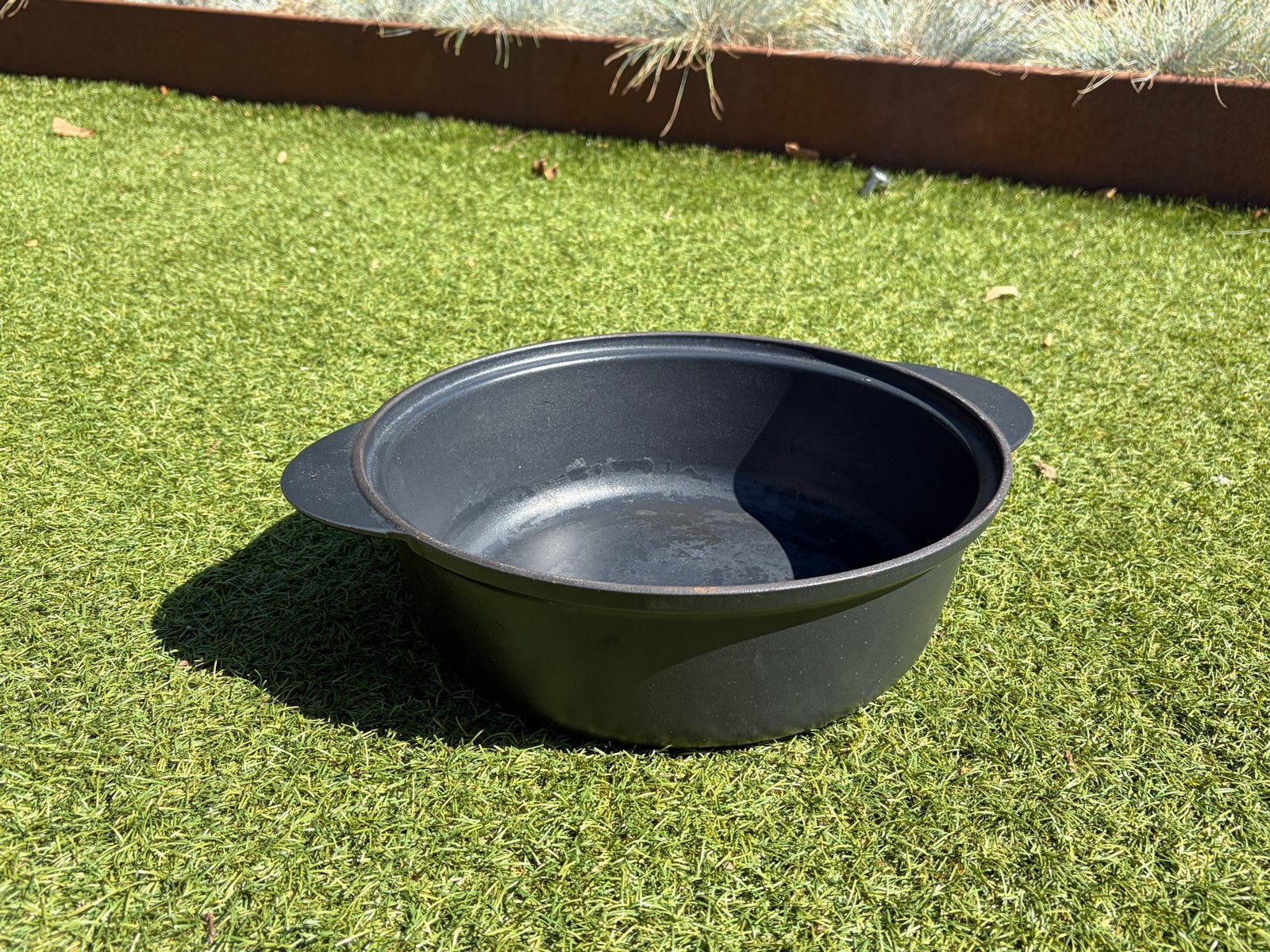 Gietijzeren Braadpan - Zwart - 29 cm binnendiameter, Gebruikt, Met handvatten, Ophalen of Verzenden, Overige merken
