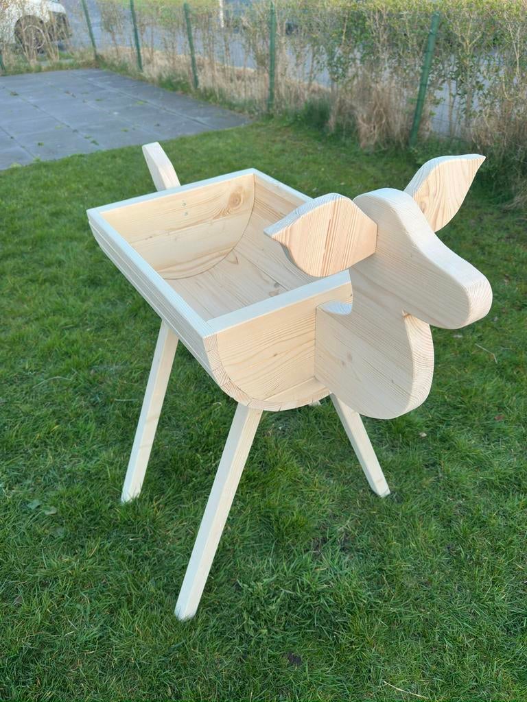 Unieke Plantenbak Handgemaakte Houten Bloempot 110 cm Hoog, Tuin en Terras, Ophalen, Rond, Zo goed als nieuw, Tuin