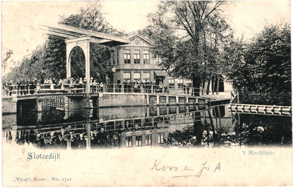 700836 Sloterdijk 1902 café 't Rechthuis Gelopen met zegel, Ophalen of Verzenden, Voor 1920, Gelopen, Noord-Holland