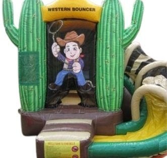 Verhuur Springkussen Western multifun mini met glijbaan, Ophalen, Zo goed als nieuw, Overige