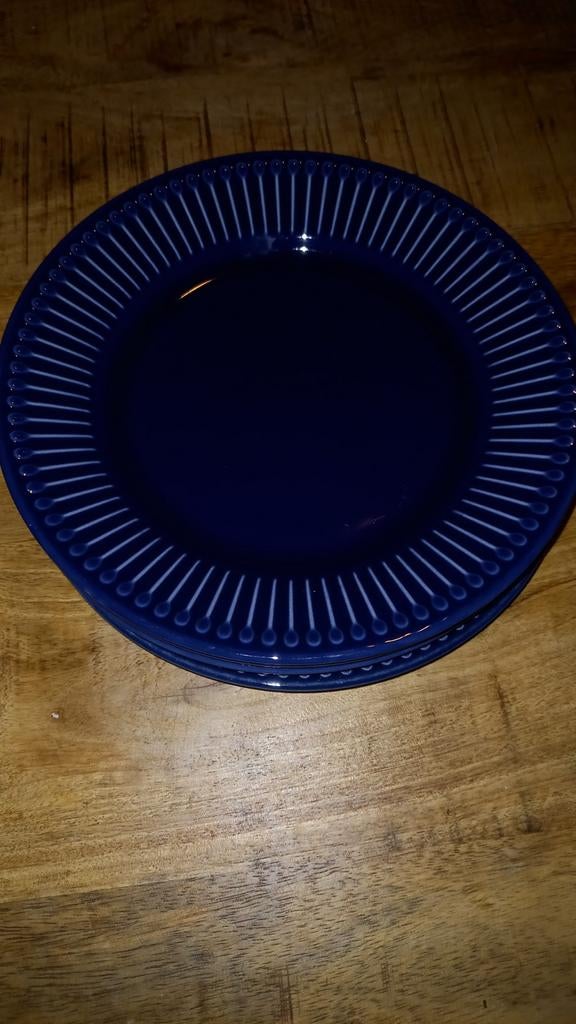 Ikea Strimmig Ontbijtborden - Diepblauw Servies, Huis en Inrichting, Ophalen, Gebruikt, Keramiek, Bord(en)