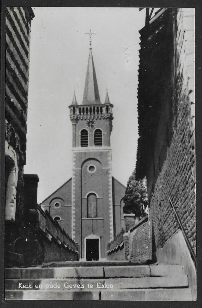145 Kerk en oude Gevels te Elsloo, Ophalen of Verzenden, Voor 1920, Ongelopen, Drenthe