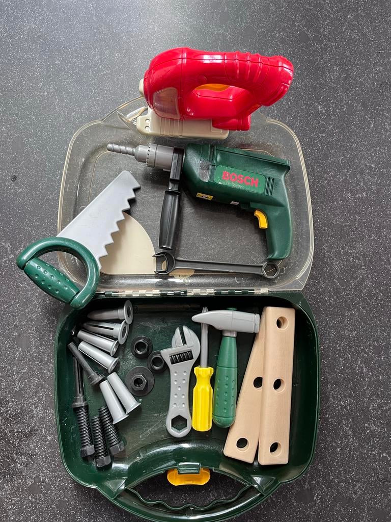 Bosch Mini Speelgoed Gereedschapskoffer met Boormachine, Ophalen, Gebruikt, Jongen of Meisje