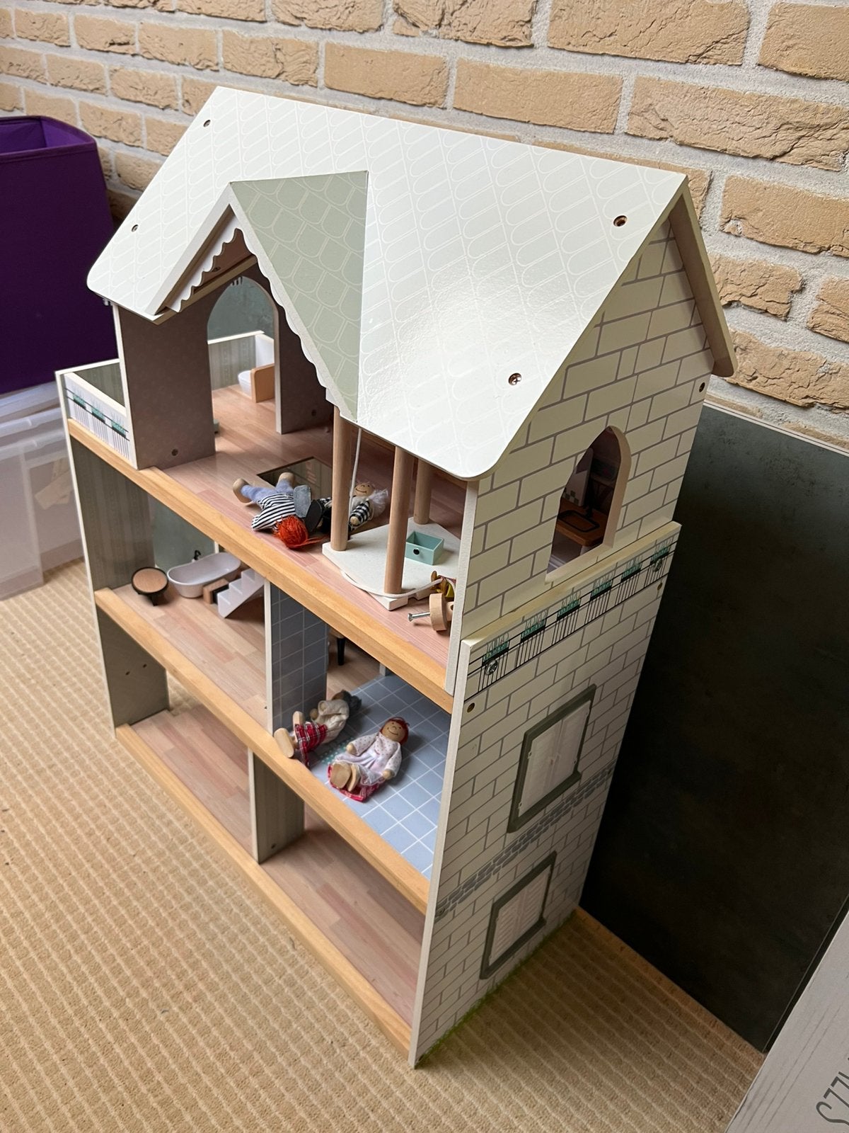 Poppenhuis hout, Kinderen en Baby's, Ophalen, Zo goed als nieuw, Poppenhuis