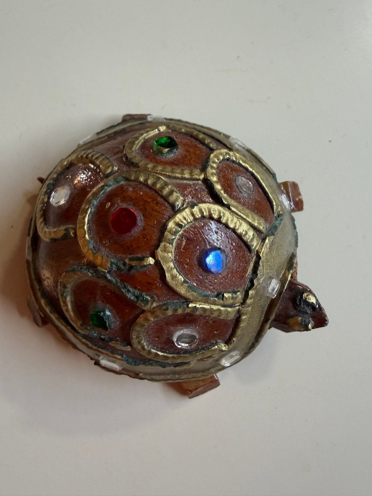 Decoratieve Houten Schildpad met stenen, Antiek en Kunst, Ophalen of Verzenden