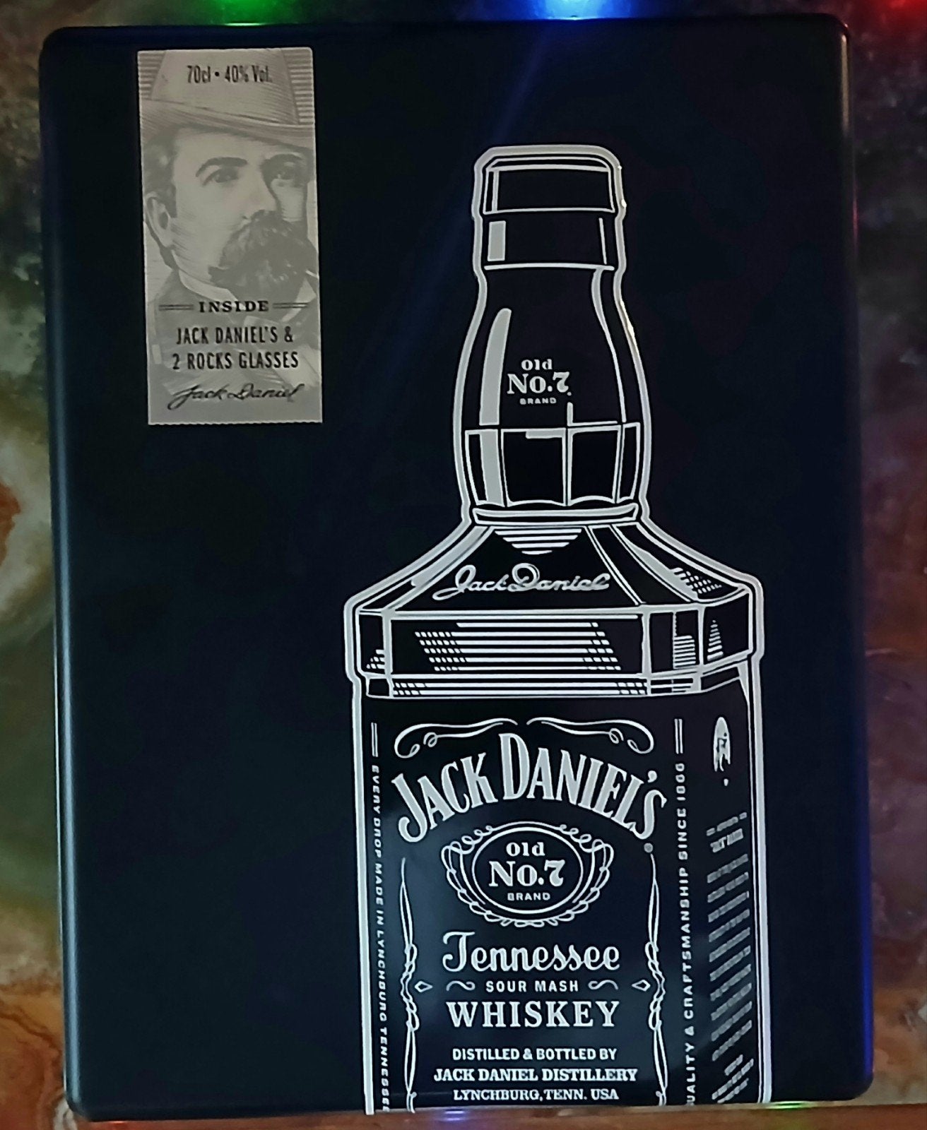 Jack Daniels metalen blik gift box mancave decoratie, Vintage, Zwart, Ophalen of Verzenden, Zo goed als nieuw