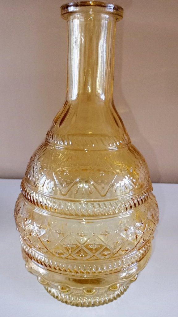 Sale! vaas/fles met relief  nieuw, Huis en Inrichting, Woonaccessoires | Vazen, Overige kleuren, Nieuw, Ophalen of Verzenden, Glas