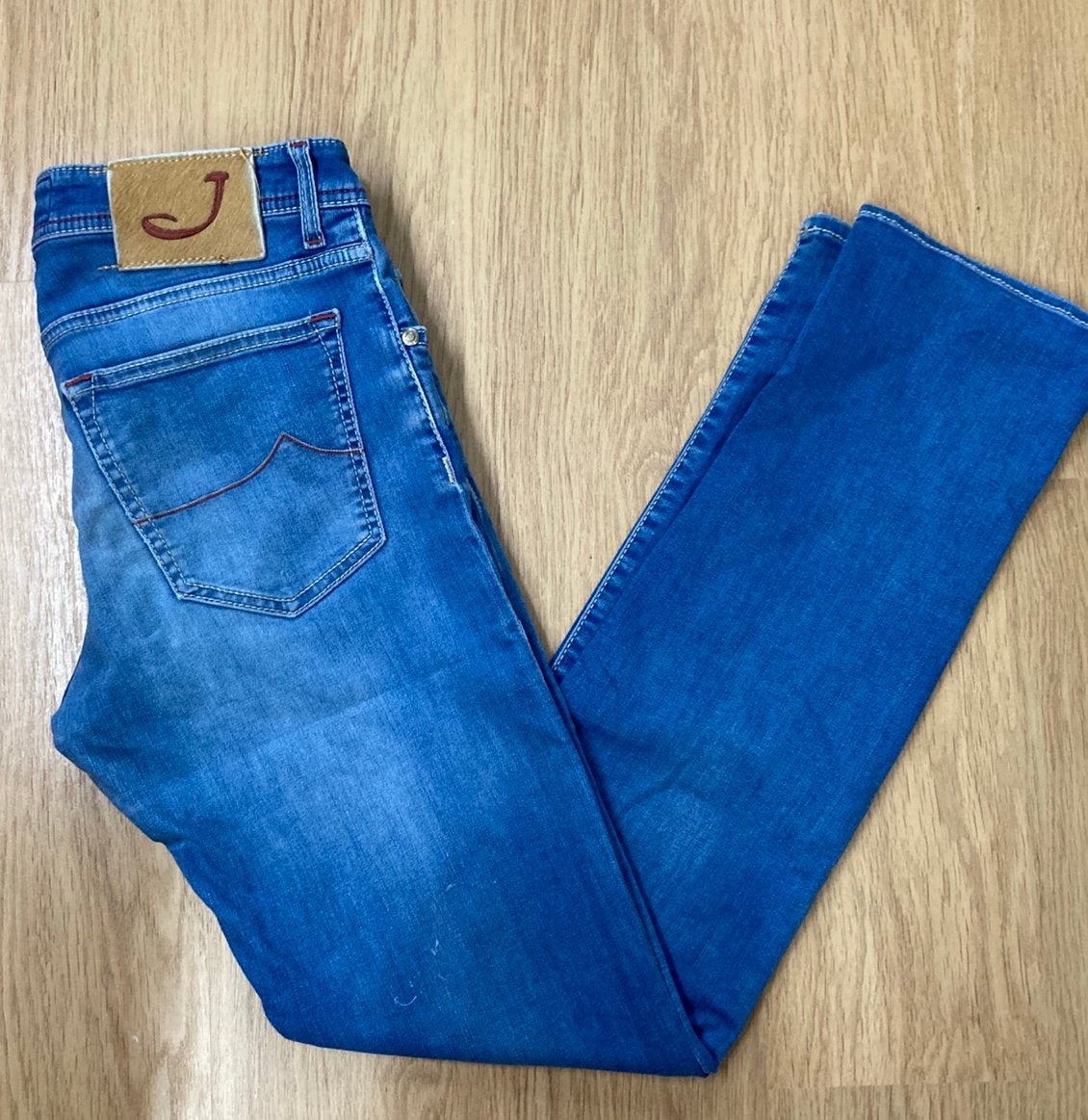 Jacob Cöhen Style J622 (Nick) jeans - 34 - Blue- Brown patch, Kleding | Heren, Spijkerbroeken en Jeans, Blauw, Ophalen of Verzenden
