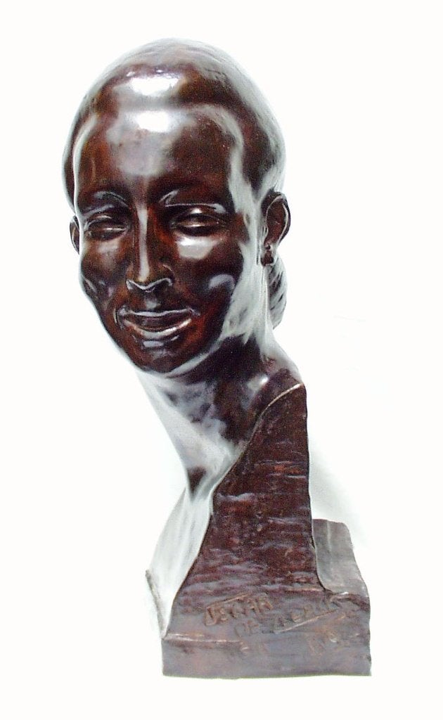 Oscar De Clerck - Bronzen Buste - H 53 cm., Art deco, Gemerkt, Buste, Brons
