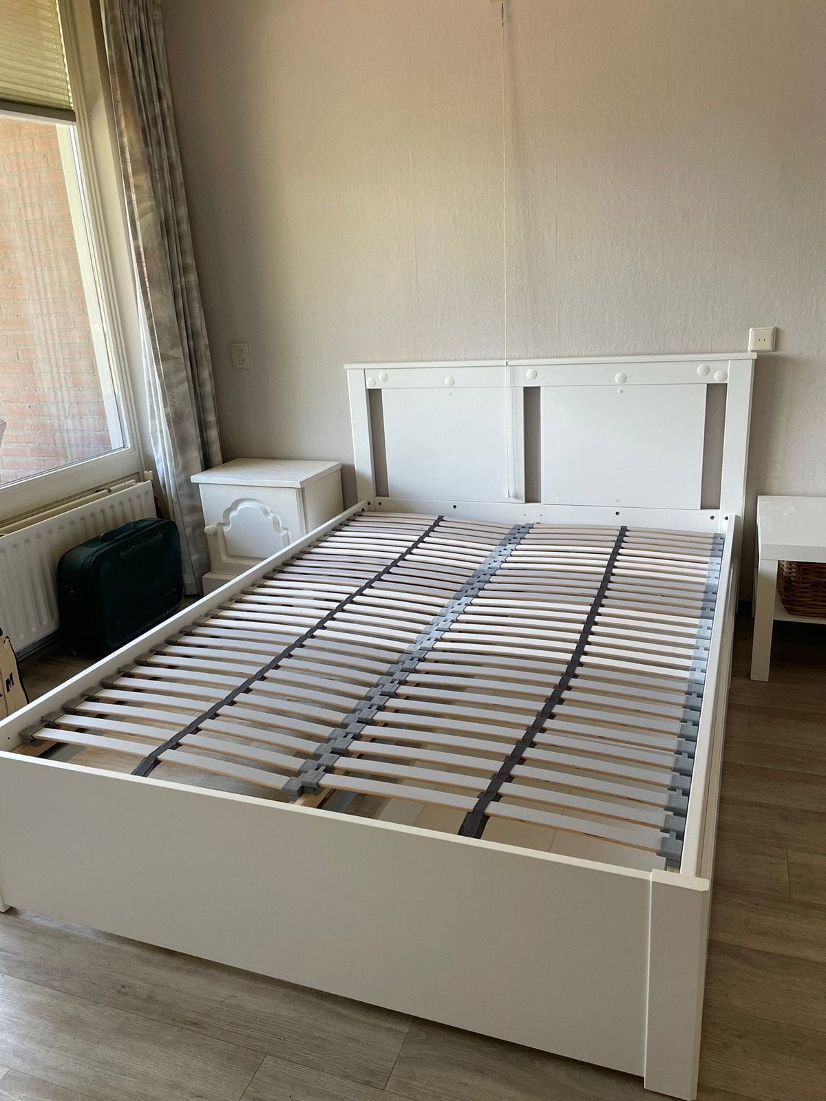 Wit bedframe met lattenbodem ikea, Huis en Inrichting, Ophalen, Gebruikt, Wit, Tweepersoons