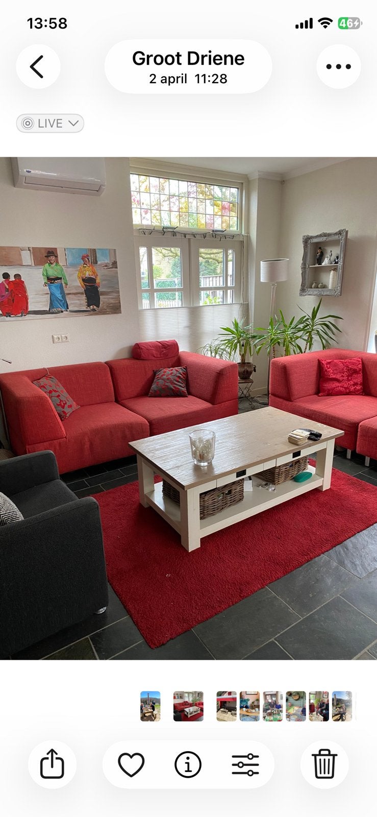 Rood bankstel (4 elementen) + 2 grijze stoelen, Ophalen, Gebruikt, Stof
