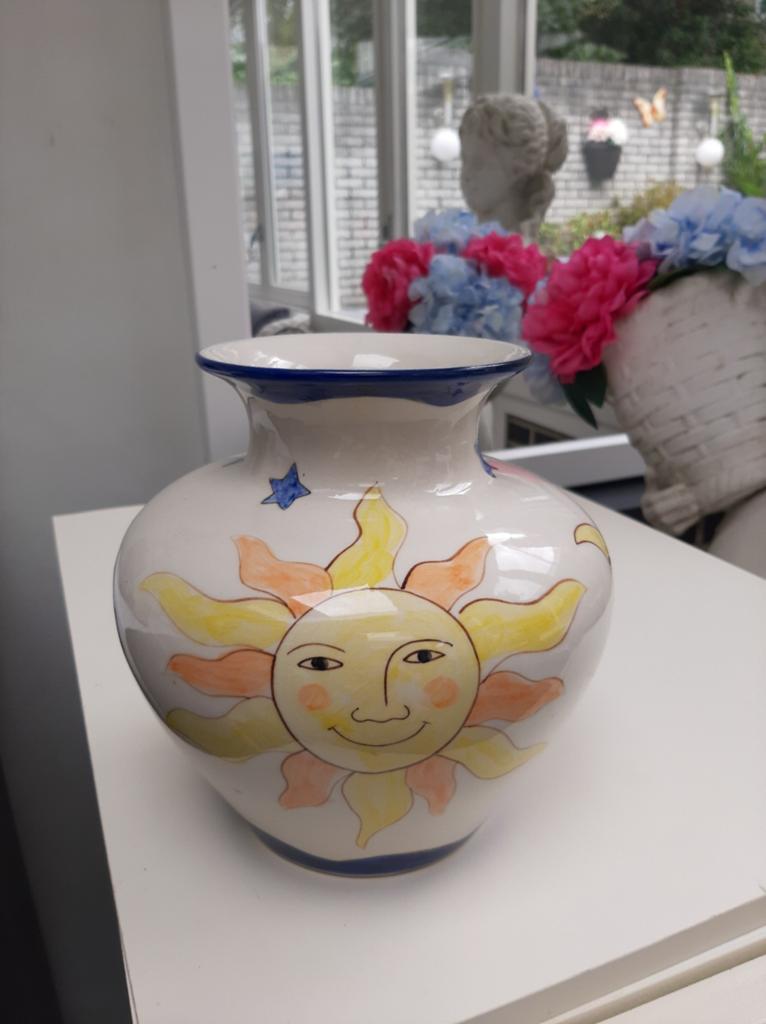 Decoratieve Vaas met Zon Erop, Ophalen of Verzenden