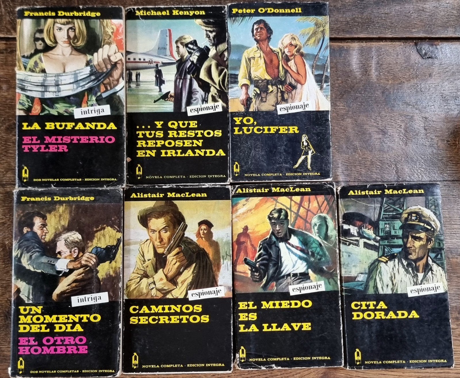 7 mooie Spaanstalige vintage actieboeken - IGST, Ophalen of Verzenden, Gelezen, Alistair MacLean; Francis Durbridge: Michael Kenyon