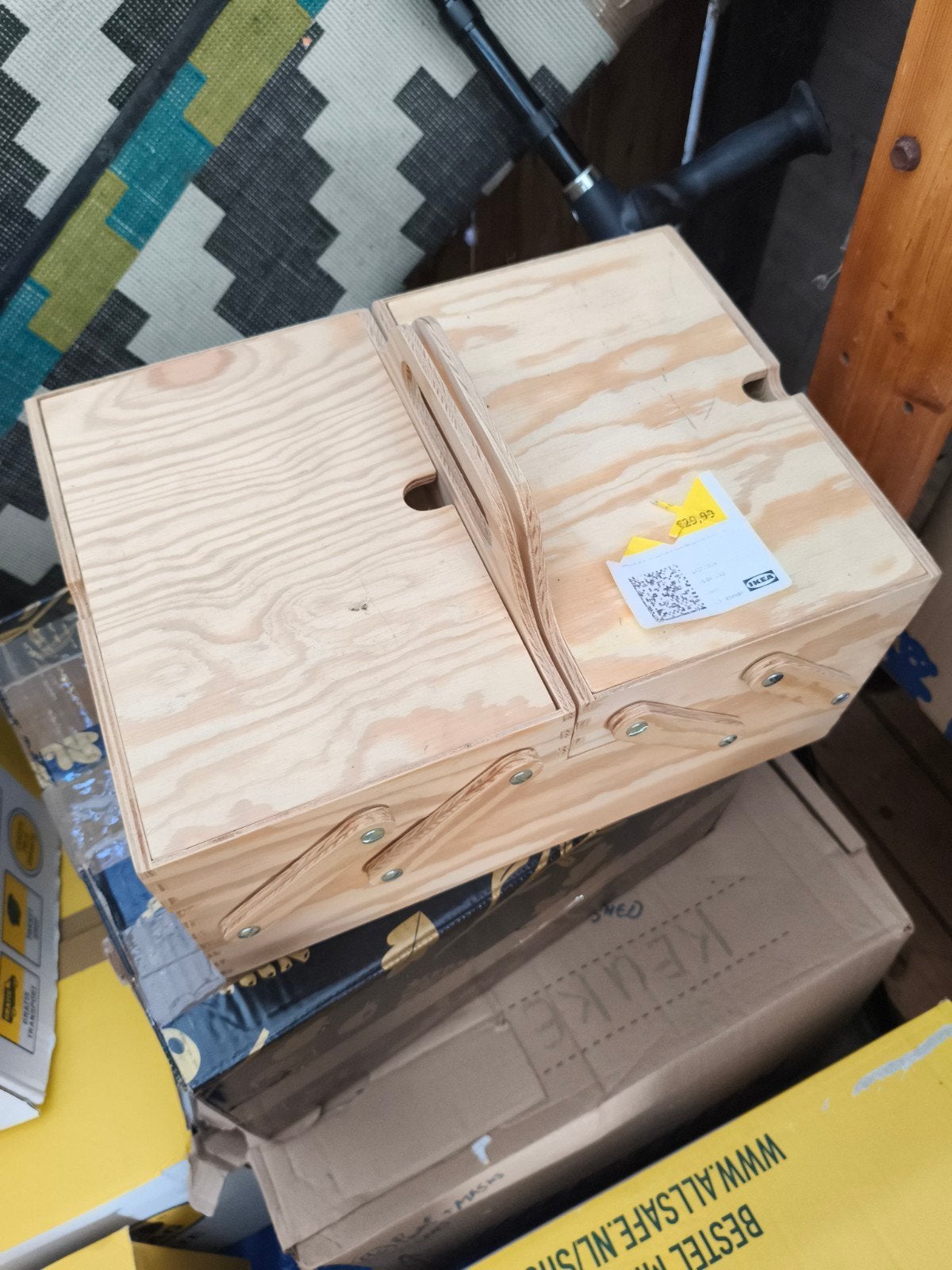 Leuke houten opbergdoos - IKEA Klämmacka, Huis en Inrichting, Minder dan 50 cm, Minder dan 50 cm, Ophalen of Verzenden, Zo goed als nieuw