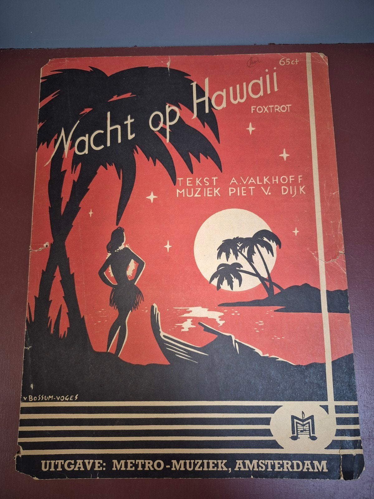 Nacht op Hawaii - Vintage bladmuziek Foxtrot, Muziek en Instrumenten, Ophalen of Verzenden