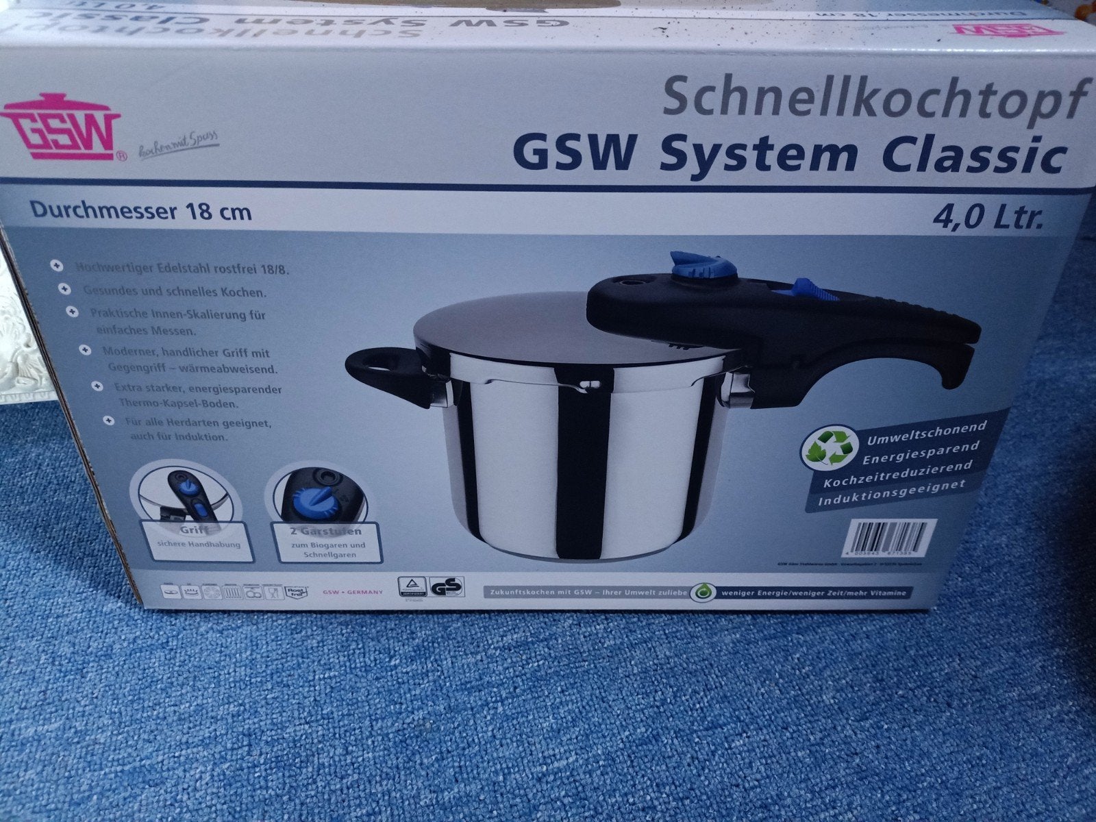 GSW System Classic Snelkookpan - 4.0 Liter, RVS, Ophalen, Nieuw, Rvs