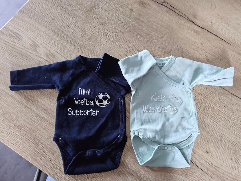 2 rompers lange mouw maat 50/56, Kinderen en Baby's, Babykleding | Maat 50, Ophalen of Verzenden, Zo goed als nieuw, Jongetje of Meisje