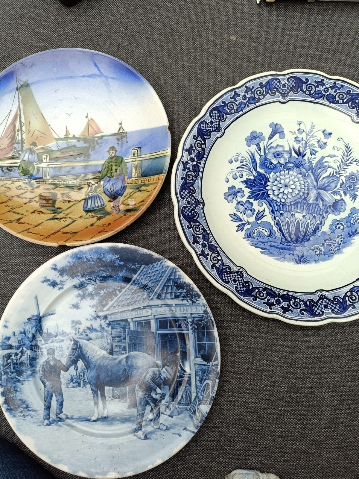 Set van 3  Decoratieve Borden - Delfts Blauw & Holland, Antiek en Kunst, Ophalen