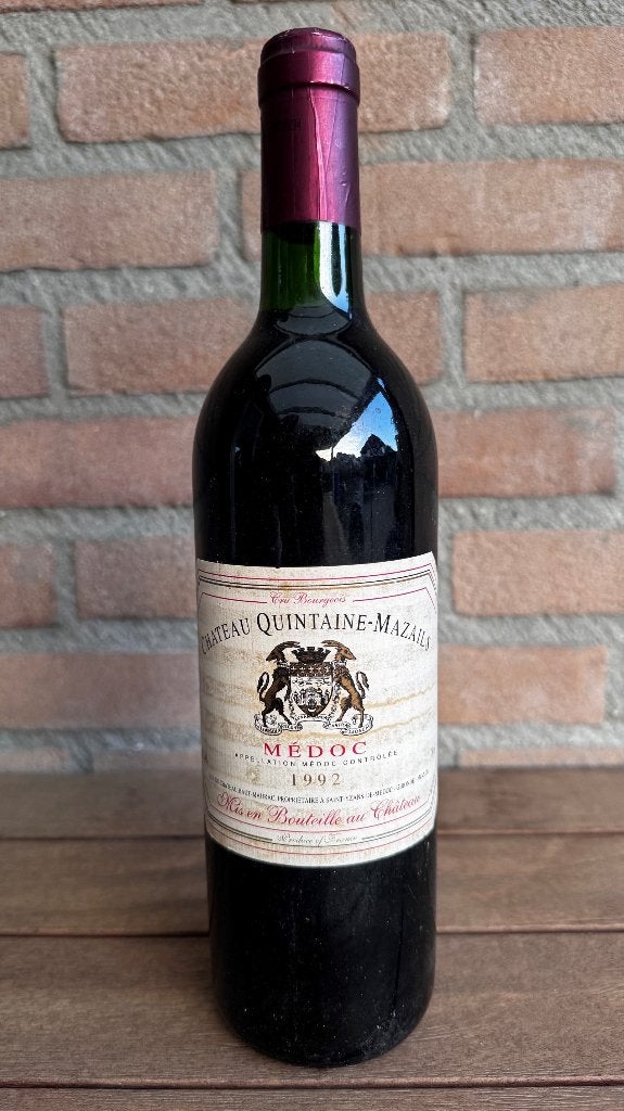 Medoc Château Quintaine-Mazara 1992, Verzamelen, Wijnen, Frankrijk, Ophalen of Verzenden, Zo goed als nieuw, Rode wijn