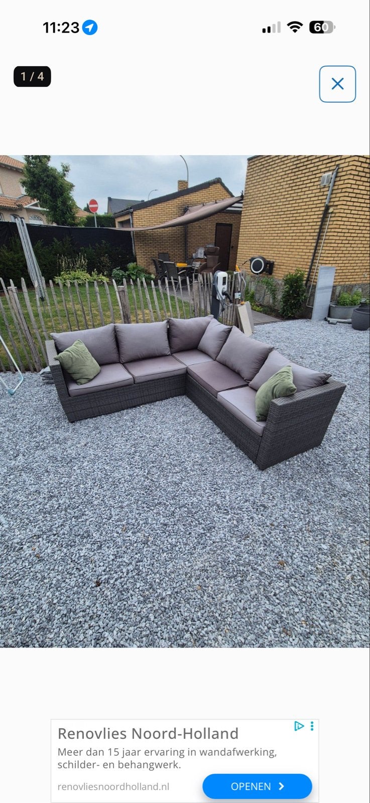 Comfortabele Wicker Loungeset met Kussens, Tuin en Terras, Ophalen, Gebruikt, Meer dan 8 zitplaatsen, Loungeset