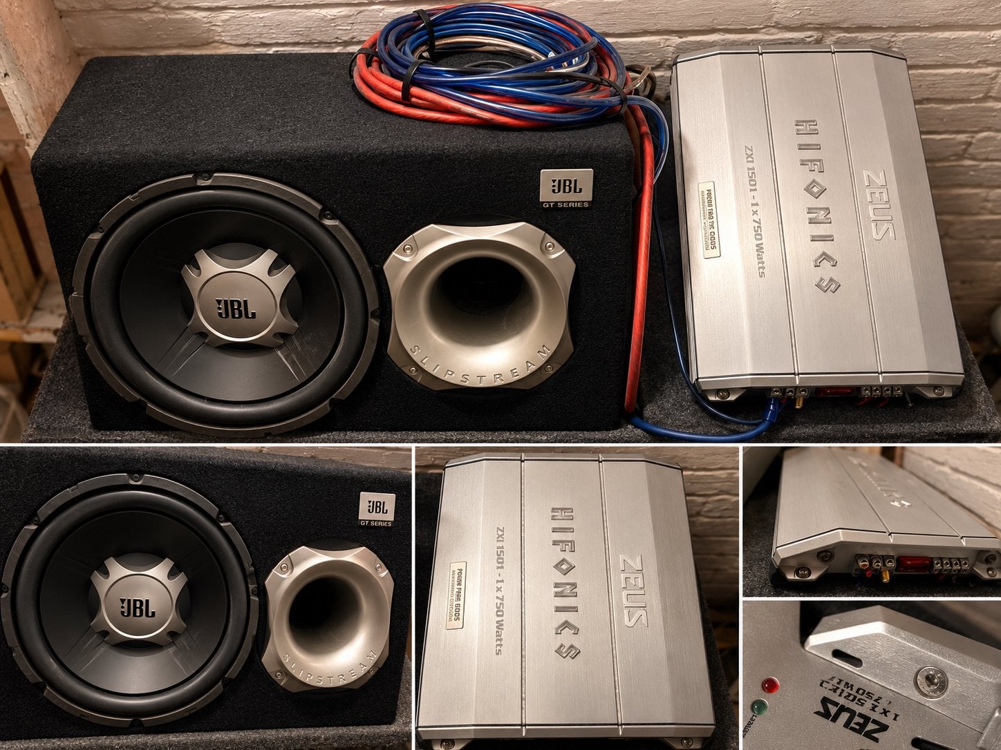 JBL Subwoofer GT5 met Hifonics Zeus Versterker en bekabeling, Auto diversen, Ophalen, Gebruikt