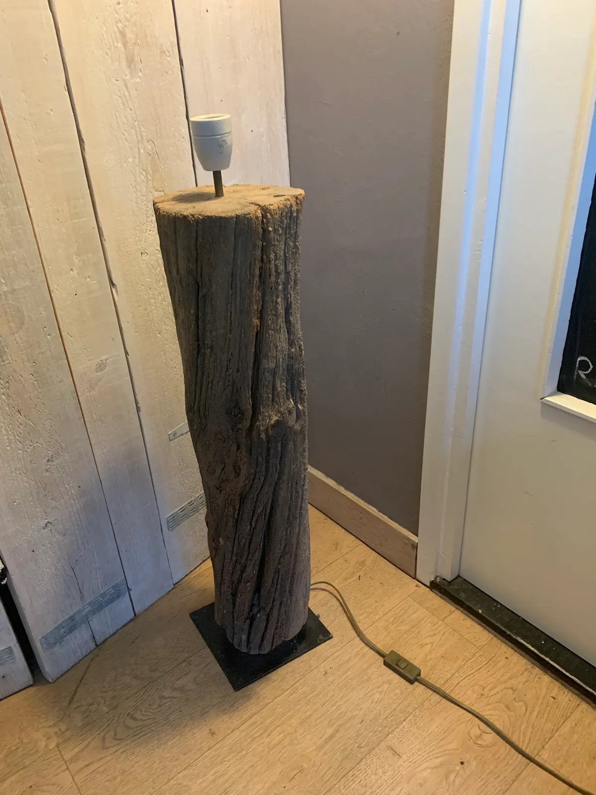 Boomstam lampevoet, Huis en Inrichting, Ophalen, Gebruikt, Minder dan 100 cm, Hout
