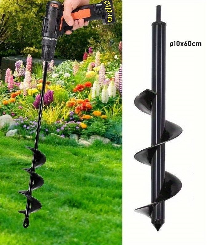 Grondboor voor boormachine - Ø10x60cm, Tuin en Terras, Ophalen of Verzenden, Zo goed als nieuw, Grondboor, Onbekend