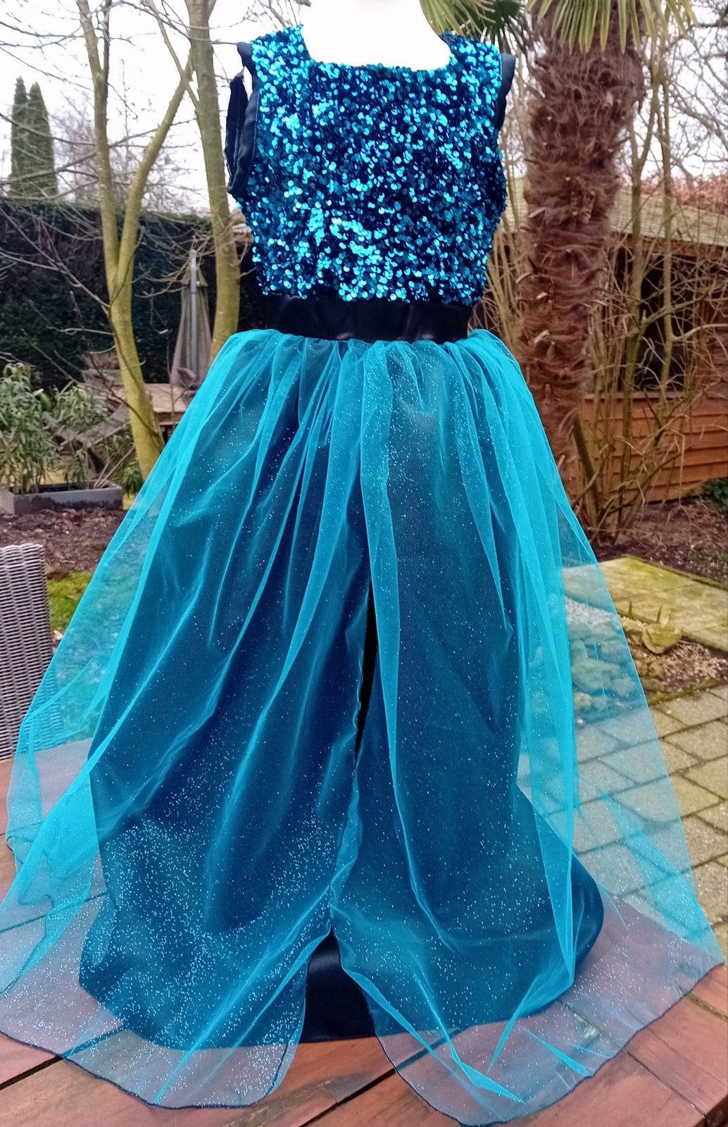 Prachtige jurk met pailletten/tule.NIEUW!Maat 140/146, Verzenden, Nieuw, Meisje