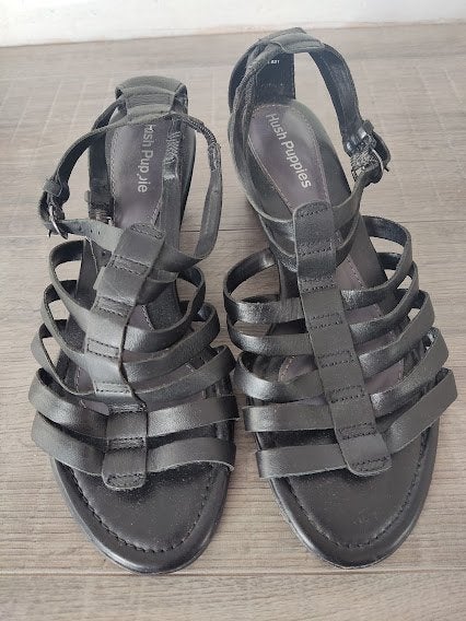 Hush Puppies lederen zwarte dames instappers met hakje, Ophalen of Verzenden, Zo goed als nieuw, Hush Puppies, Instappers